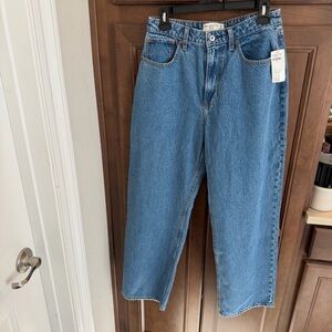 Abercrombie & Fitch Curve Love Loose Leg Blue Jeans